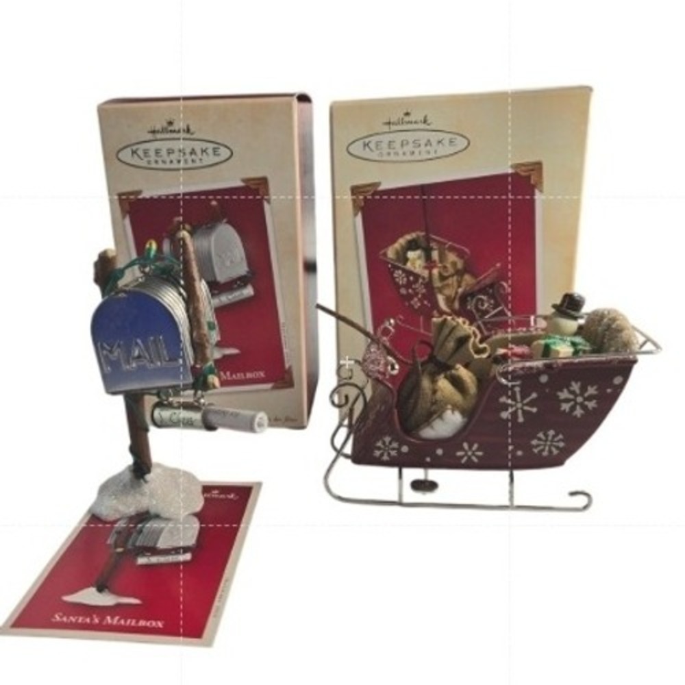Hallmark Keepsake Santa's Mailbox Magic Sleigh Christmas‎ Ornaments Set of 2